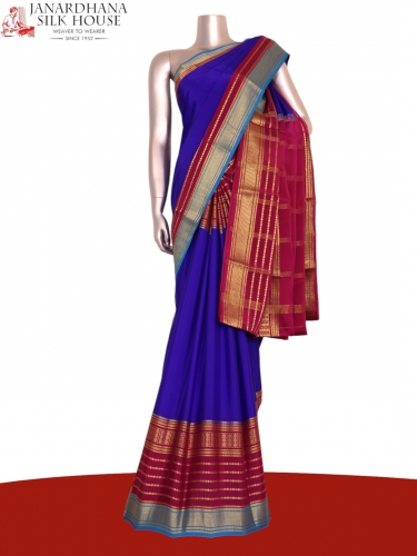 Pure Multi Contrast Mysore Crepe Silk Saree